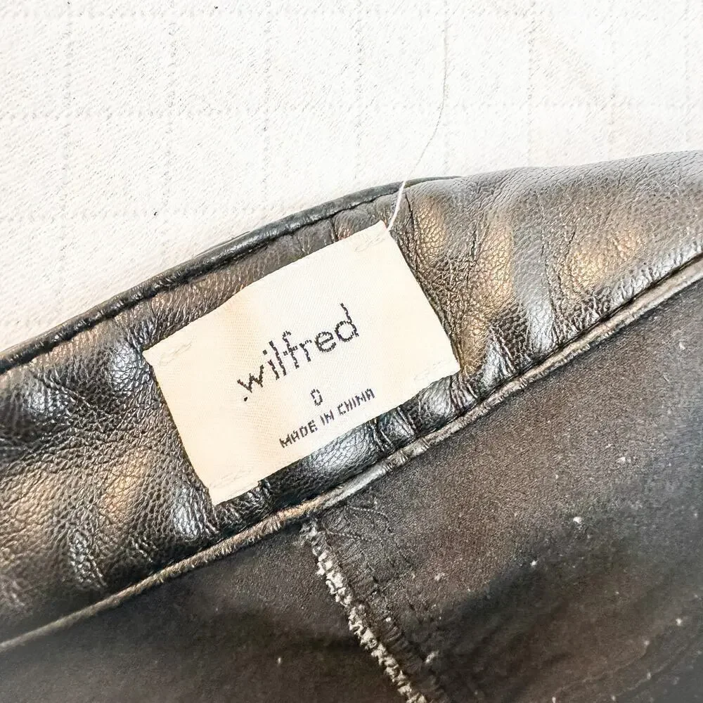 Wilfred by Aritzia Black Faux Leather Black Pants Size 0